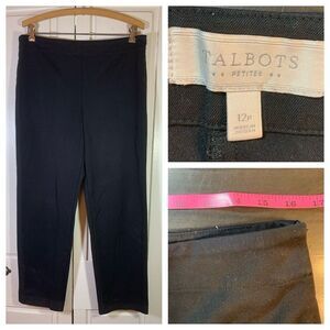 Talbots Black Career Heritage Pants Womens‎ Petites 12P Straight Leg Side Zip